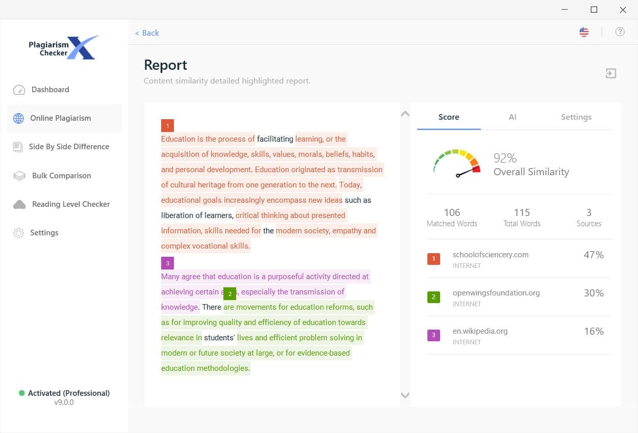 Plagiarism report